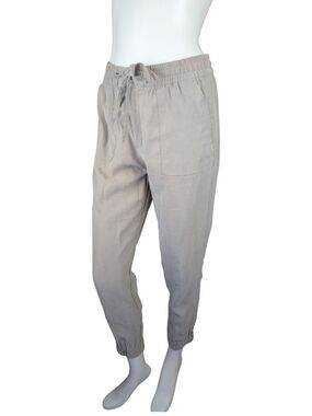 Tahari Tapered Pants Neutral Rayon Blend Elastic Waist Small | Boho Coastal